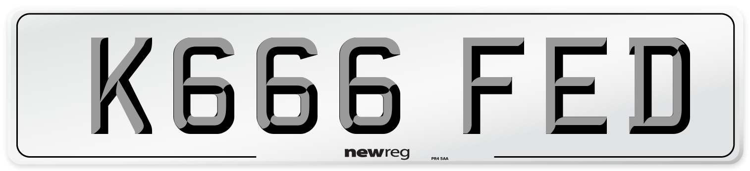 K666 FED Number Plate from New Reg